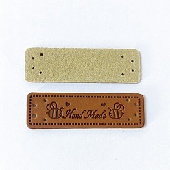 Bees PU Leather Label Tags, Clothing Labels, for DIY Jeans, Bags, Shoes, Hat Accessories, Rectangle, Bees Pattern, 50x16mm