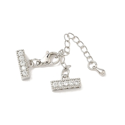 Платина Удлинитель цепи из прозрачного кубического циркония из латуни с микропаве, прямоугольные, без кадмия и без свинца, долговечный, стойки покрытие, платина, 25 мм