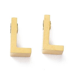 Letter L Ion Plating(IP) 304 Stainless Steel Charms, Alphabet, Golden, Letter.L, 8x4.5x3mm, Hole: 1.8mm
