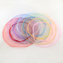 Mixed Color Round Organza Bags, with Sequins, Gift Bags, Mixed Color, 26cm