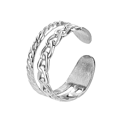 Stainless Steel Color Stainless Steel Hollow Chain Cuff Rings, Stainless Steel Color, Inner Diameter: 20mm