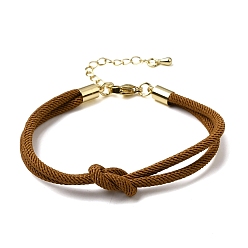 Goldenrod 3MM Round Nylon Braided Cord Bracelet Making, Knot, with Golden 202 Stainless Steel Lobster Clasp & Brass Finding, Goldenrod, 6.69x0.39 inch(17x1cm)