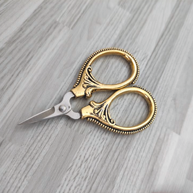 Antique Golden 201 Stainless Steel Scissors, Craft Scissor, for Needlework, Antique Golden & Stainless Steel Color, 60x42x0.3mm