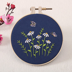 April Daisy DIY Flower Pattern Embroidery Kits, Including Printed Cotton Fabric, Embroidery Thread & Needles, April Daisy, 120mm