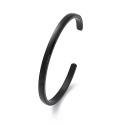 Черный Ионное покрытие (ip) 304 браслеты-манжеты из нержавеющей стали, чёрные, 2-1/4x1-5/8 дюйм (5.7x4 см), 4 мм