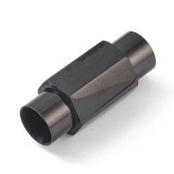 Черный Ионное покрытие (ip) гладкая 304 магнитные застежки из нержавеющей стали с приклеенными концами, колонка, граненые, чёрные, 20x9x8 мм, отверстие : 5 мм