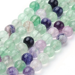 Fluorite Natural Fluorite Beads Strands, Round, 8~8.5mm, Hole: 1mm, about 48pcs/strand, 15.1 inch(38.5cm)