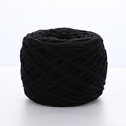 Black Soft Crocheting Polyester Yarn, Thick Knitting Yarn for Scarf, Bag, Cushion Making, Black, 6mm