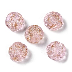 Pink Handmade Gold Sand Lampwork Beads Strand, Rose, Pink, 15~16x16.5~17x7.5~8mm, Hole: 1.6mm, about 30pcs/strand, 18.11''(46cm)