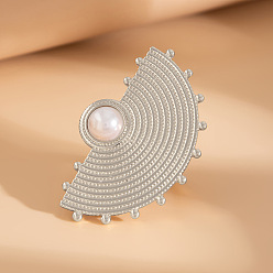 Платина Кольца из сплава, с имитацией жемчуга, полукруглый, платина, внутренний диаметр: 18 мм