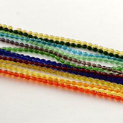 Mixed Color Transparent Glass Bead Strands, Faceted, teardrop, Mixed Color, 5x3mm, Hole: 1mm, about 99~101pcs/Strand, 19.7 inch