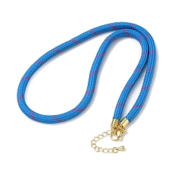 Dodger Blue Ployester Core-Wrapped Round Cord Necklace Making, with Brass Finding, Golden, Dodger Blue, 17.72x0.18 inch(45x0.45cm)
