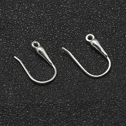 Silver 925 Sterling Silver Earring Hooks, Silver, 14x2.5mm, Hole: 1mm, 22 Gauge, Pin: 0.6mm