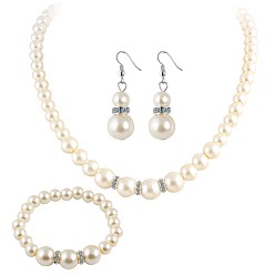 NJ462 Fashionable ABS Pearl Jewelry Set for Bride's Wedding Dress