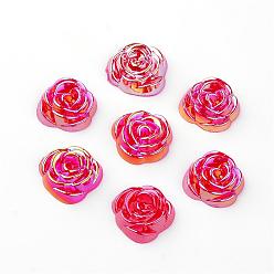 Red Acrylic Cabochons, AB Color Plated, Rose, Red, 15x14x5mm