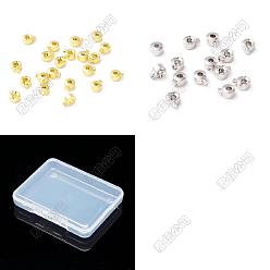 Couleur Mélangete 60pcs 2 couleurs perles à écraser en laiton, plaqué longue durée, colonne, couleur mixte, 0.4x0.3x0.2 cm, Trou: 1mm, 30 pcs / couleur