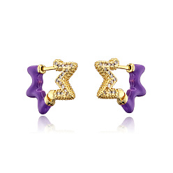 41057 Colorful Oil Drop Zircon Earrings for Women, 18K Gold Plated Fashion Jewelry