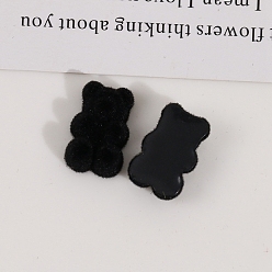 Black Flocking Resin Cabochons, Bear, Black, 18x11mm