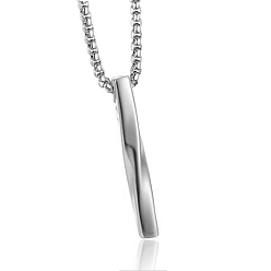 Rectangle Alloy Pendant Necklaces for Men, Stainless Steel Box Chain Necklace, Rectangle, 23.62 inch(60cm)
