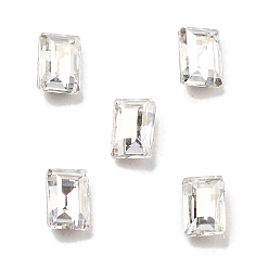 Серебряный Оттенок K 9 кабошоны из стеклянного страза, задние и задние, прямоугольные, серебряный оттенок, 4x2.7x2 мм