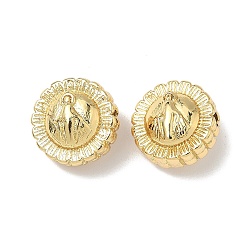 Настоящее золото 18K Латунные бусины, плоско-круглые, без свинца и без кадмия, долговечный, реальный 18 k позолоченный, 12.5x8 мм, отверстие : 1.8 мм