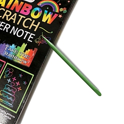 Lime Green Rainbow Scratch Paper Art Bamboo Sticks, Drawing Tools, For Children, Lime Green, 12x0.5cm