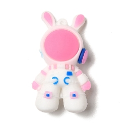 Hot Pink Rabbit Spaceman PVC Plastic Cartoon Big Pendants, for DIY Keychain Making, Hot Pink, 62x34x13mm, Hole: 3mm