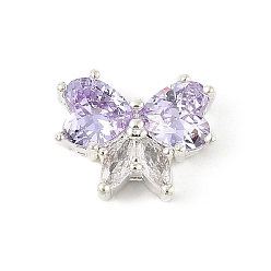 Лиловый Латунные микро проложить кубического циркония подвески, бабочки прелести, без свинца и без кадмия, долговечный, сирень, 10.5x13.5x5.5 мм, отверстие : 1 мм