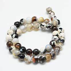 White Dyed Natural Fire Crackle Agate Beads Strands, Round, White, 6mm, Hole: 1mm, about 63pcs/strand, 14.56 inch