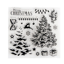 Christmas Tree Clear Silicone Stamps, for DIY Scrapbooking, Photo Album Decorative, Cards Making, Stamp Sheets, Christmas Tree Pattern, 10.5x10.5x0.3cm