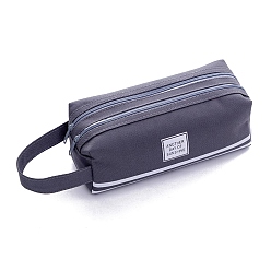 Dark Slate Blue Large-capacity Cloth Multi-function Pen & Pencil Zipper Bags with Handle, Desktop Stationery Organizer, Dark Slate Blue, 200x75x75mm