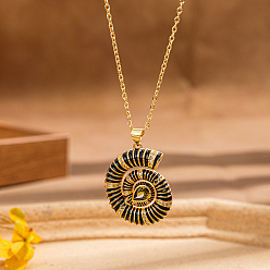 Черный Ожерелье с подвеской из латунной эмали и ракушкой на берегу океана, женская элегантная цепочка на ключицу, чёрные, 17.32 дюйм (44 см)