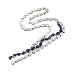 Bleu Foncé Micro cuivres ouvrent colliers de zircons, larme, bleu foncé, 19.33 pouces (491 mm)