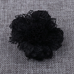 Black Fabric Flower for DIY Hair Accessories, Imitation Flowers for Shoes and Bags, Black, 65mm