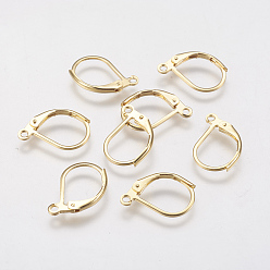 Golden 304 Stainless Steel Leverback Earring Findings, with Loop, Golden, 15x11x2mm, Hole: 1.5mm, Pin: 0.6mm