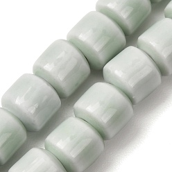 Ligamaza Cuentas de porcelana hechas a mano, porcelánico esmaltado brillante, barril, mielada, 10x10 mm, agujero: 3 mm, sobre 40 unidades / cadena, 14.96'' (38 cm)