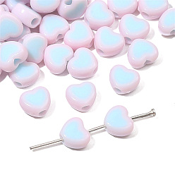 Light Sky Blue Acrylic Bicolor Heart Beads, for DIY Bracelet Necklace Handmade Jewelry Accessories, Light Sky Blue, 8x7mm, Hole: 2mm