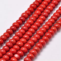 Red Natural Red Jasper Beads Strands, Rondelle, Grade A, Red, 6x4mm, Hole: 1mm, about 90pcs/strand, 15.1 inch