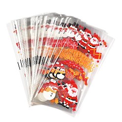Santa Claus Christmas Theme OPP Plastic Storage Bags, for Chocolate, Candy, Cookies Gift Packing, Christmas Themed Pattern, 27x13x0.01cm, 100pcs/bag
