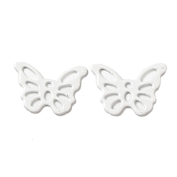 White Spray Painted 201 Stainless Steel Pendants, Butterfly Charms, White, 15x10.5x0.5mm, Hole: 1.2mm