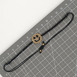 Черный Регулируемые браслеты из плетеного бисера Miyuki со светящимся лицом, чёрные, 11.02 дюйм (28 см)