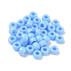 Deep Sky Blue Opaque Plastic Beads, Barrel, Deep Sky Blue, 9x6mm, Hole: 3.8mm, about 1950pcs/500g.
