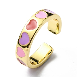 Лиловый Кольцо-манжета с эмалированным сердцем, настоящие позолоченные латунные украшения 18k, без свинца и без кадмия, сирень, размер США 6 (16.5 мм)