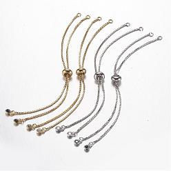 Mixed Color Brass Chain Bracelet Making, with Cubic Zirconia, Slider Bracelets Making, Mixed Color, 5 inch(126mm)x1mm, Hole: 2mm