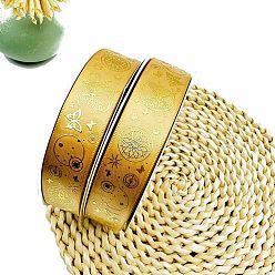 Goldenrod Golden Hot Stamping Butterfly Star Pattern Polyester Ribbons, for DIY Handmade Craft, Hair Bowknots and Gift Decoration, Goldenrod, 1 inch(25mm), 48 Yards/Roll