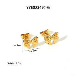 Золотой Элегантные 304 серьги-гвоздики из нержавеющей стали с бантом, золотые, 6.8x10.6 мм