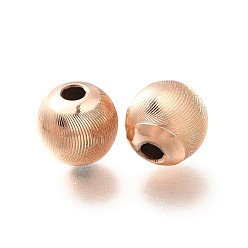 Розовое Золото Латунные бусины, долговечный, без кадмия и без свинца, круглые, розовое золото , 9.5x9.2 мм, отверстие : 2 мм