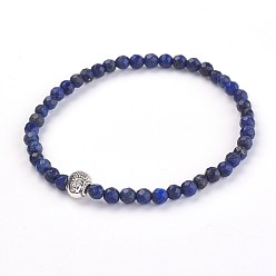 Lapis Lazuli Natural Lapis Lazuli(Dyed) Stretch Bracelets, with Alloy Buddha Beads, 2-1/8 inch(5.4cm)