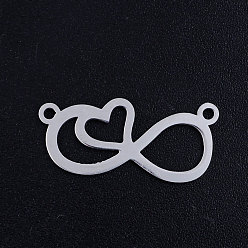 Stainless Steel Color 201 Stainless Steel Pendants, Infinity, Stainless Steel Color, 10x22x1mm, Hole: 1.2mm
