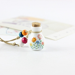 Colorful Porcelain Perfume Bottle Necklaces, Pendant Necklace, Colorful, 13.78~23.62 inch(35~60cm)